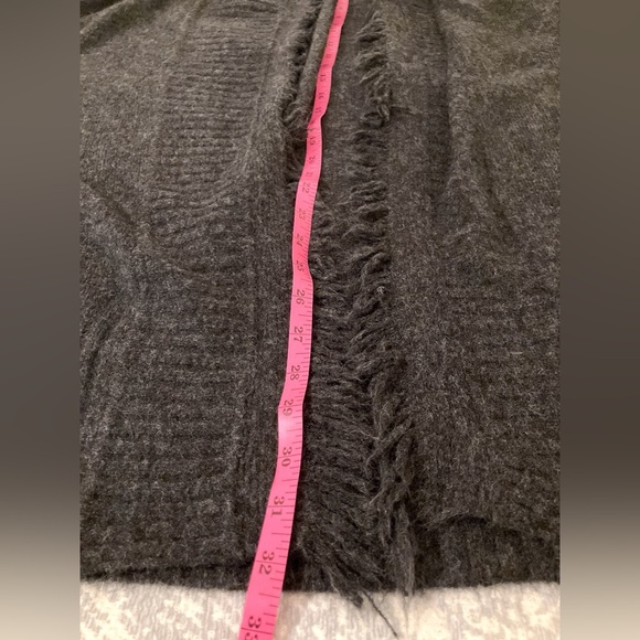 Tjmaxx Jamison Knit Fringe Shawl Cardigan Wool Sweater Medium charcoal grey - Picture 7 of 9